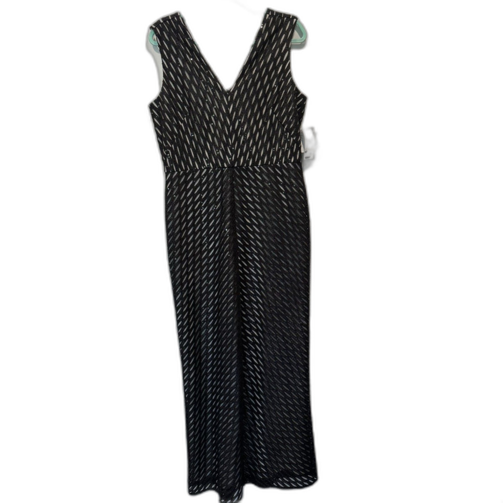 NWT Alex Evenings Maxi Dress Sequin Evening Gown Formal Black Wedding Women 14